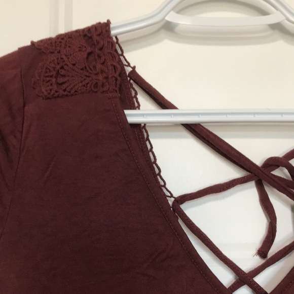 Burgundy corset back blouse - Picture 2 of 4